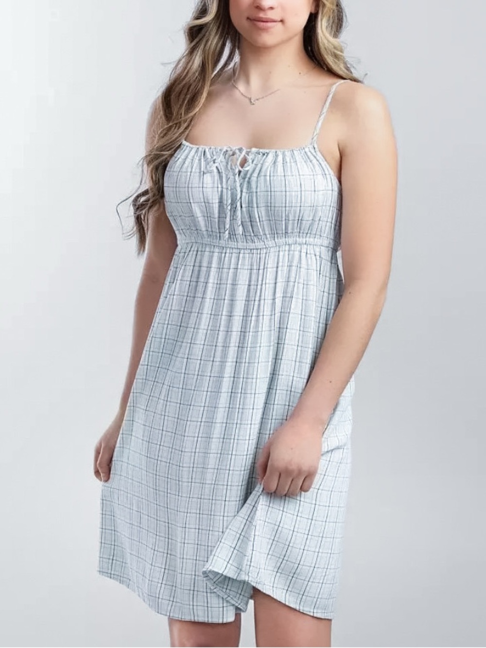 Billabong Sundress Feeling Blue Plaid Mini Dress NWT